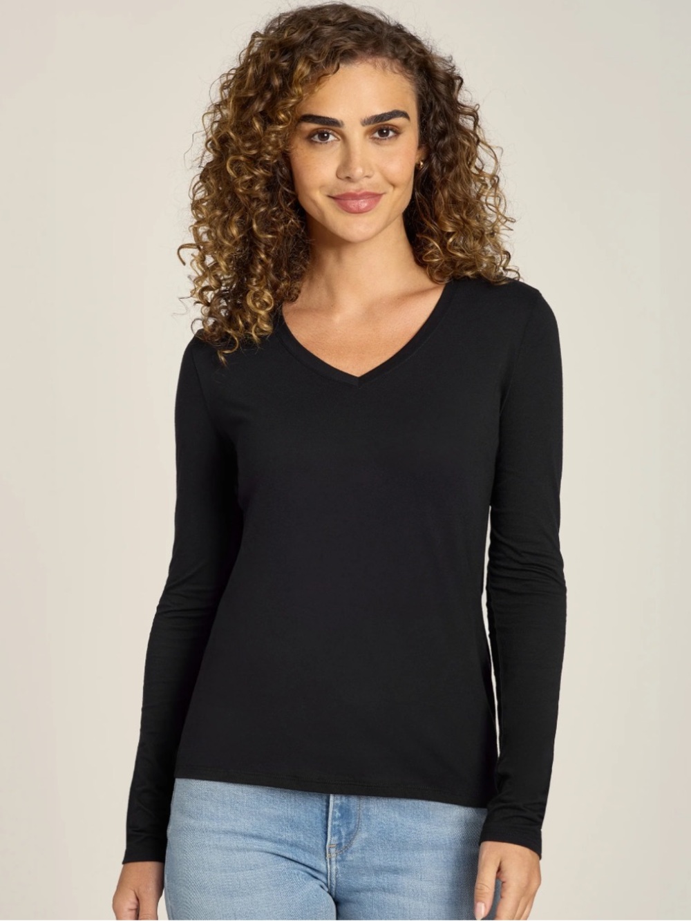 Mott and bow Black V-Neck Long Sleeve Top - Women